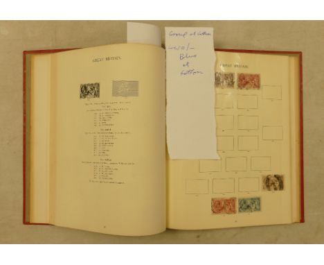 Windsor GB album includes 2 x penny black stamps: Also includes first issue 2d blue, a variety of other Victorian material, i