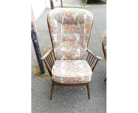 Ercol Mid Century High Backed Armchair: 