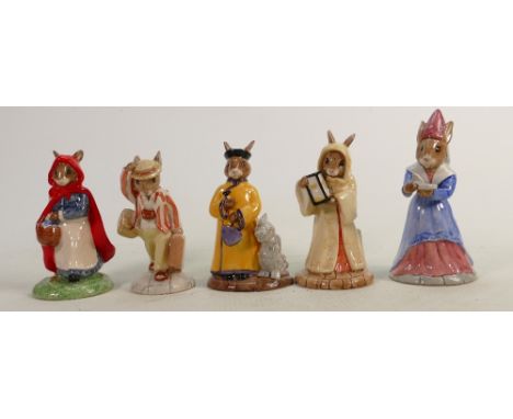 Royal Doulton Bunnykins Figures: Father (cert.) DB154, Sundial (cert.)  DB153, Little Red Riding Hood (cert.)  DB230, Sundial