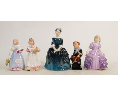 Royal Doulton Small Figures: Tiny Tim, First Recital, Rose, Mother Helpre &amp; Cherie(5) 