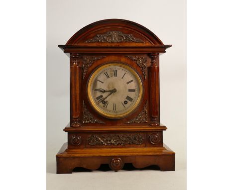 Early 20th Century Mahogany Carved Mantle Clock: height 39cm 