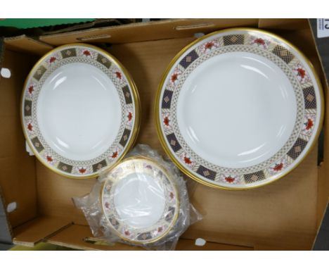 A collection of Royal Crown Derby Derby Border patterned Dinner Plates: (seconds)(8) together with similar side plates ( firs