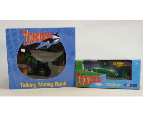 Corgi boxed Thunderbirds vehicle TB - 2 and 4 together with Matchbox Boxed Talking Money Box(2): 