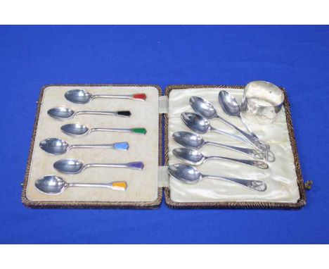 SET OF SIX SILVER AND ENAMEL COFFEE SPOONS IN A FITTED CASE
along with a set of six silver coffee spoons with 'golf' terminal