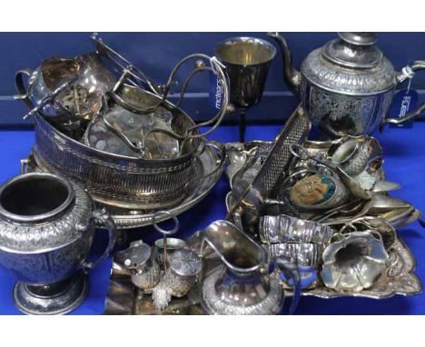 SELECTION OF SILVER PLATED ITEMS
including a tea set, comports, flatware, vases, fluted sugar and cream etc.