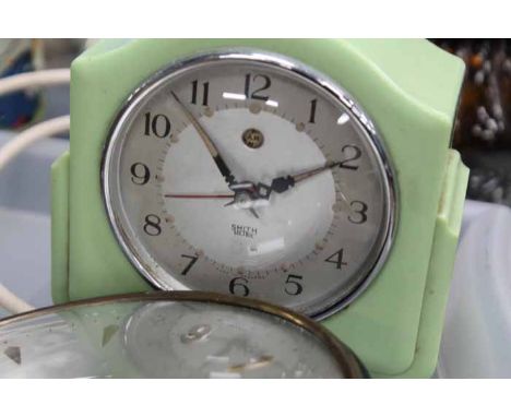 LOT OF CLOCKS
including a copper mounted alarm clock, an Art Deco mantel clock, a Smith's clock etc 