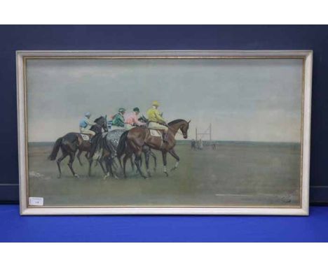 AFTER SIR ALFRED JAMES MUNNINGS (1878 - 1959), 
OCTOBER MEETING
colour lithograph, titled verso
40.5cm x 73.5cm 
Mounted and 