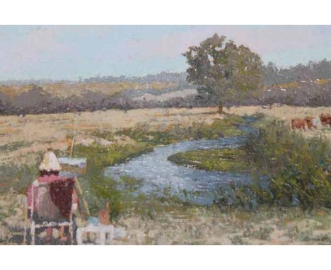 MODERN OIL ON PANEL
titled 'River Chess', Signed and dated Walsh '04, 18 x 28cm, framed