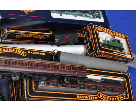 SELECTION OF MODEL TRAINS AND CARRIAGES
including Mainline, Tri-ang, Bachmann, many in original boxes, largest box 34cm long