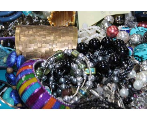 LOT OF COSTUME JEWELLERY
including 'Erickson Beamon' key ring, Cameron cufflinks, Austrian crystal bracelets etc.