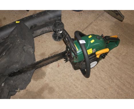 A petrol powered chainsaw