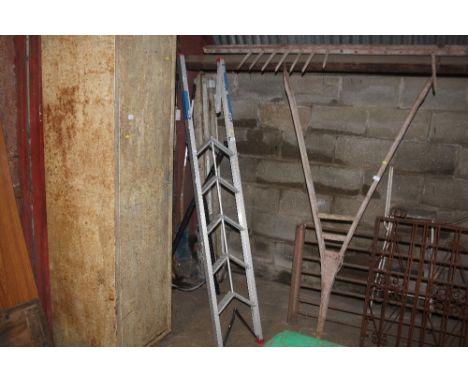 A folding step ladder