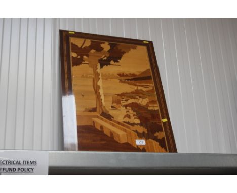 An inlaid marquetry panel