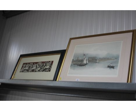 A gilt framed print "General View of the Ruins of Luxor from the Nile"; together with one other print