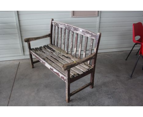 A teak bench