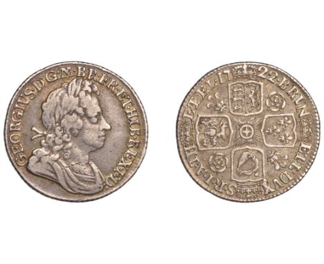 George I (1714-1727), Shilling, 1722, first bust, roses and plumes (ESC 1581; S 3645). Light cabinet tone, about very fine £1