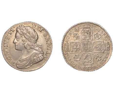 George II (1727-1760), Shilling, 1737, roses and plumes (ESC 1711; S 3698). Light cabinet tone, good very fine £70-£90