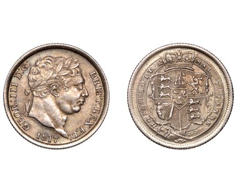 George III (1760-1820), New coinage, Shilling, 1817, unbarred h in honi, e struck over r in geor: (ESC –, cf. 2146, 2148; S 3
