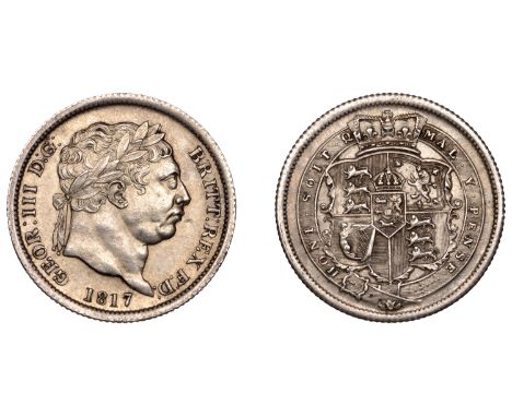 George III (1760-1820), New coinage, Shilling, 1817, i of honi over s (ESC –; S 3790). Toned with small flan flaw to right of