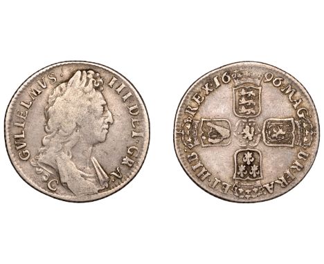William III (1694-1702), Shilling, 1696c, first bust, r struck over a in gra (cf. ESC 1166; S 3499). Fine, an unrecorded vari