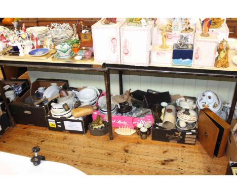 Seven boxes of Ringtons and other blue and white china, Royal Worcester Evesham dinnerware, commemorative ware, etc