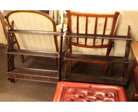 Pair mahogany Chinese Chippendale style wall racks