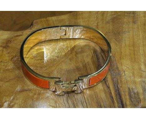 Hermes enamelled bangle with H-clasp