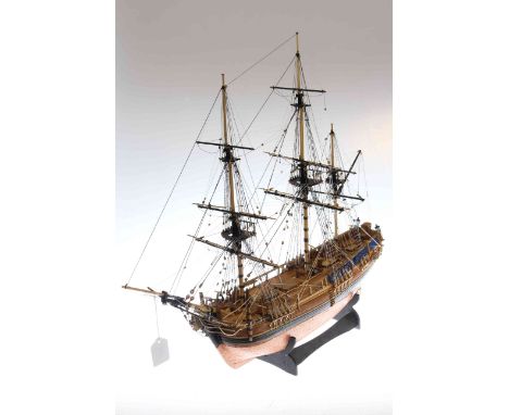 Wooden model of three masted tall ship