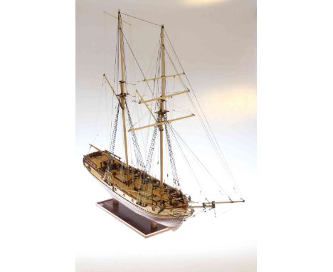 Wooden model of two masted war ship 'Enterprise'