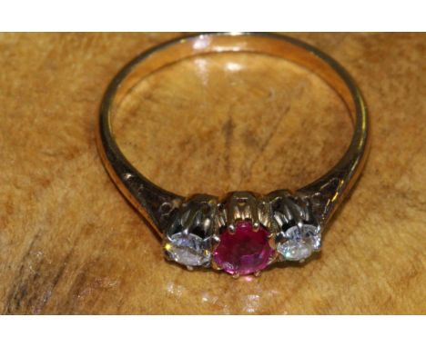 18 carat gold, ruby and diamond ring