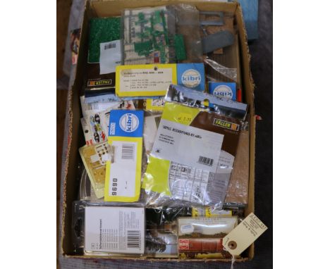 A good quantity of HO/OO gauge model railway accessories by Continental manufacturers including Busch, Kibri, Heki, Faller, V
