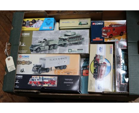 14 Corgi Classics etc. AEC Ergomatic Pump Escape, Blackpool Fire Brigade. AEC Cylindrical Tanker, North Eastern Gas Board. Di