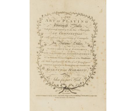 Heck (John Casper) The Art of Playing Thorough Bass, engraved throughout, slightly foxed and browned, later ink signature on 