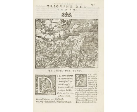 Petrarca (Francesco) Sonetti, Canzoni e Triomphi, edited by Bernardino Daniello, title within ornate engraved architectural b