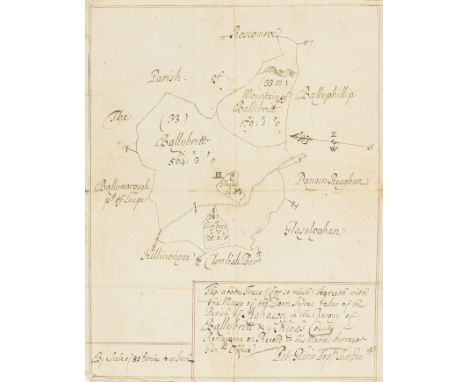 Ireland.- [Leap Castle]. Archive relating to the Darby family of Leap Castle, Co. Offaly, including: (1). 2 manuscript maps (