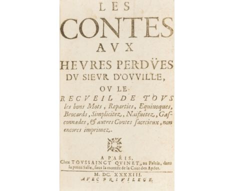 Le Metel (Antoine, Sieur d'Ouville) Les Contes aus Heures Perdües, first edition, slight marginal worming to a few leaves, la