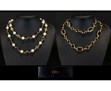 Ciro - Jewellery Gold Plated Vintage Multi - Colour Stone Set Necklaces ( 2 ) of Attractive Form, The First Necklace Rim Set 