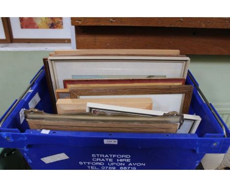 A blue crate full of pictures &amp; prints, various (crate to be returned)