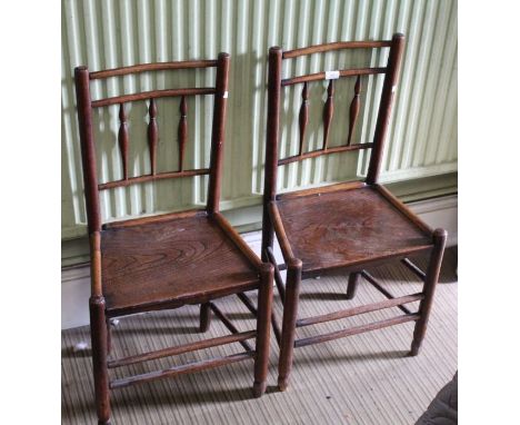 &nbsp;A pair of early 19th century principally Elm country stick chairs