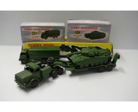 Three boxed Dinky Toys military vehicles,&nbsp;comprising: Tank Transporter, No.660; Centurion Tank, No.651; 10 Ton Army Truc