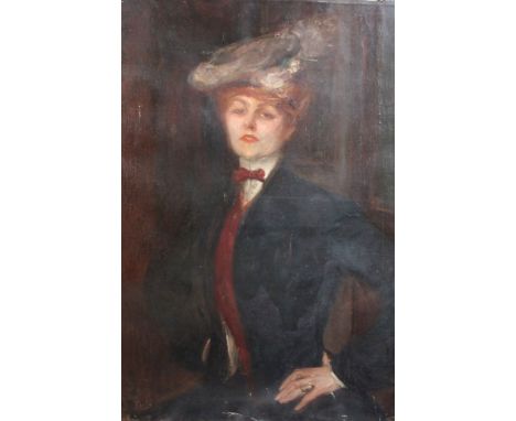 Albert de Belleroche (1864-1944)oil on canvasHalf length portrait of a lady 'L'Amie'37 x 25in., unframed
