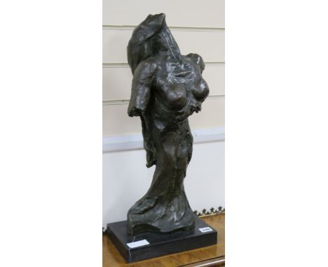 An abstract bust of a female torso, indistinctly signed by the artist and stamped by the Talos gallery overall height 60.5cm