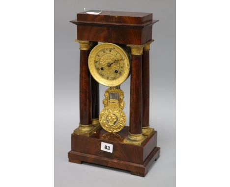 A mahogany Portico clock height 39cm