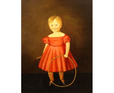 English School c.1820oil on canvasPortrait of a young girl with hoop23 x 19in.
