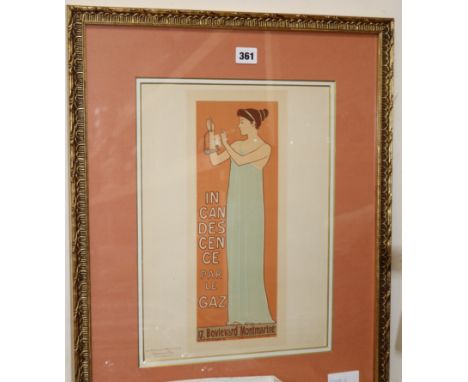 A Lorilleux colour print for 'Incandescence Par Le Gaz', after Maurice Realier Dumas 38 x 28cm