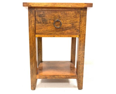 Barker &amp; Stonehouse Santa Fe bedside lamp table, fitted with one drawer, raised on square supports united by under tier, 