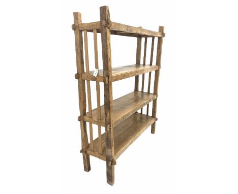 Rustic Indian teak kitchen four height pantry shelf,  W130cm, H160cm D47cm