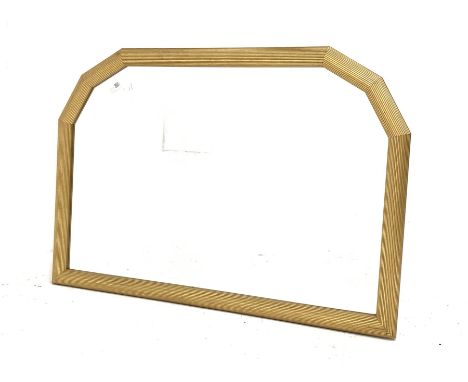 Gilt framed wall mirror, shaped and reeded frame enclosing bevelled plate 100cm x 71cm