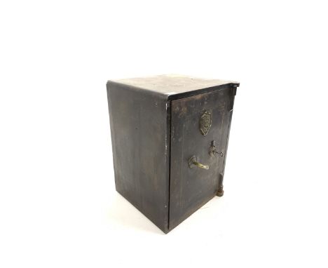Vintage 'Fire resisting' safe, with stencilled gilt painted detail and one drawer to interior W49cm