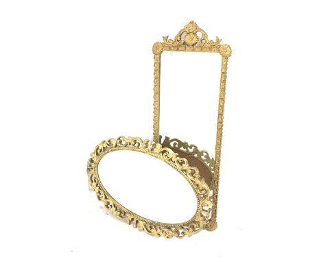 Classical design gilt framed portrait wall mirror (37cm x 100cm) together with a similar oval mirror (73cm x 46cm)